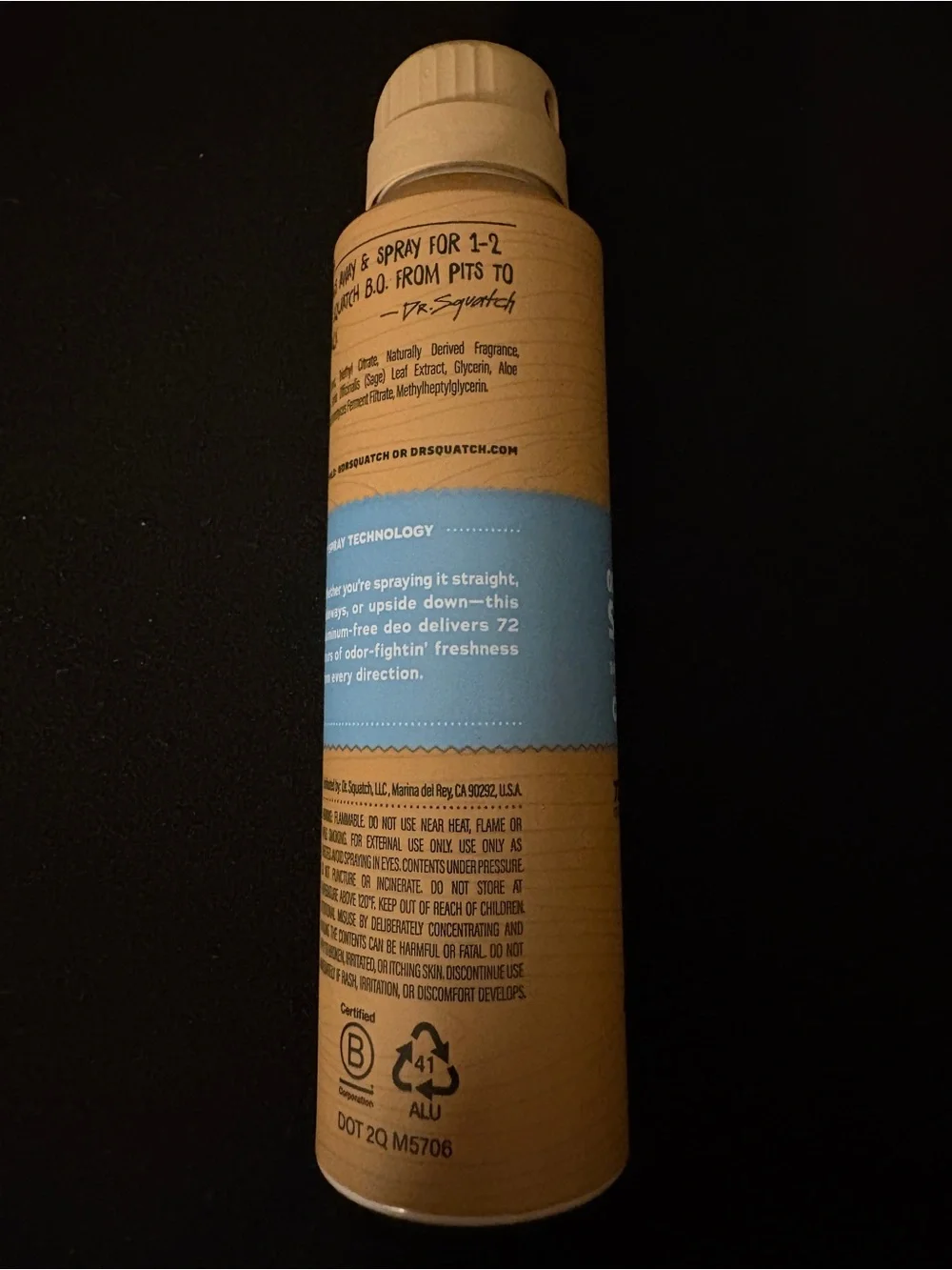 Dr. Squatch Coastal Mist Odor Squatching Spray Deodorant 4 oz Aluminum Free